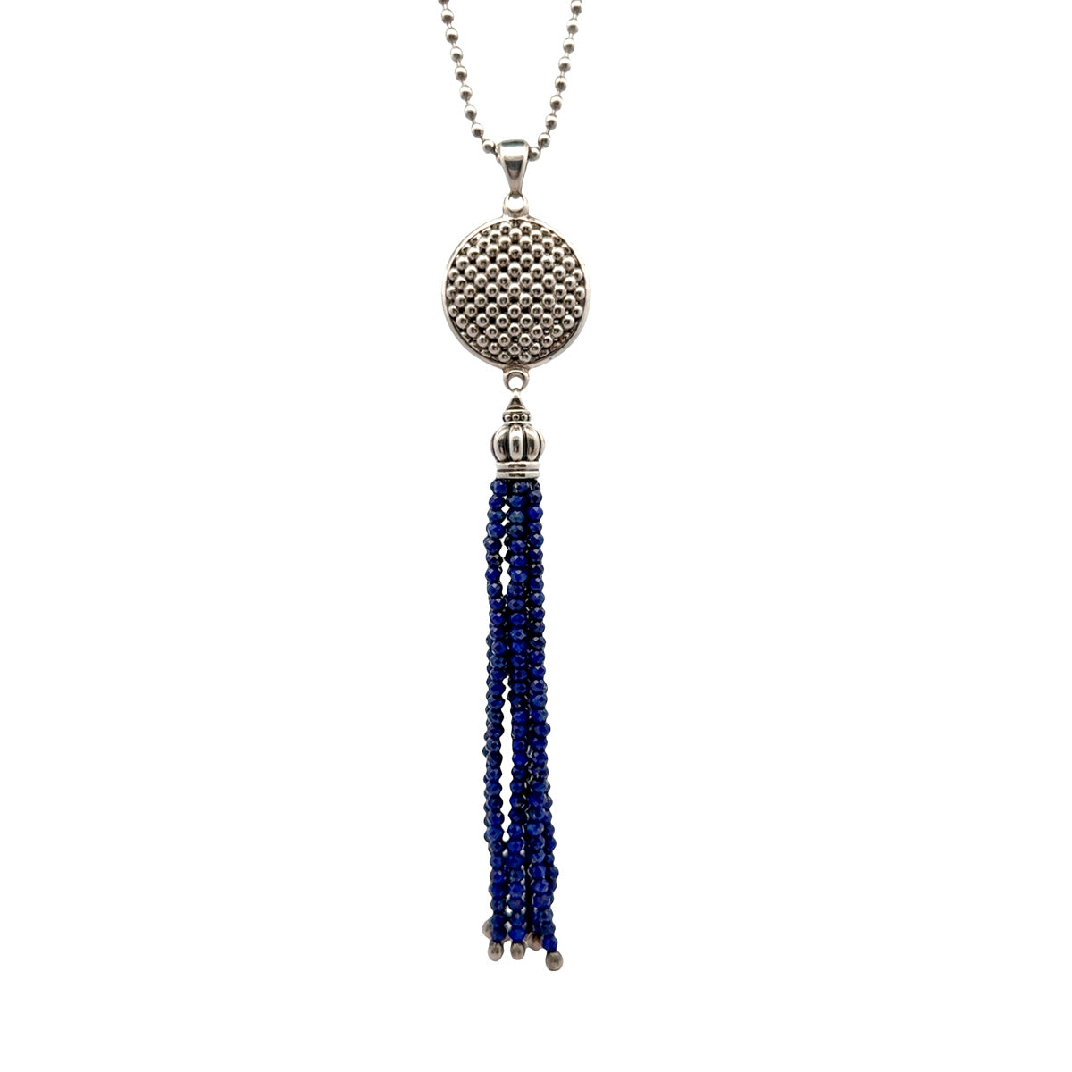 Pre-Owned Lagos Lapis Caviar Tassel Necklace