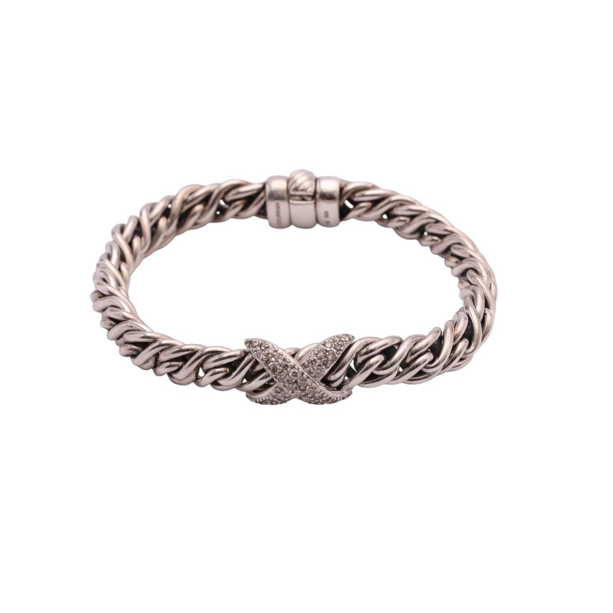 Pre-Owned David Yurman Diamond "X" Wheat Chain Bracelet