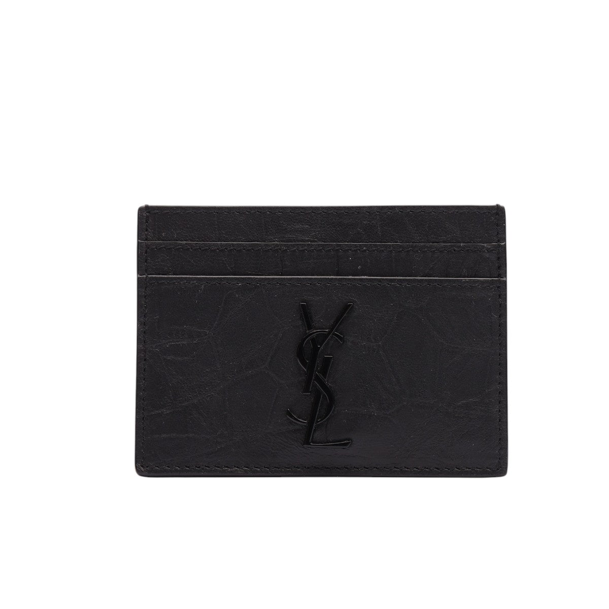 Pre-Owned Yves Saint Laurent Cassandre Croc-Embossed Card Case