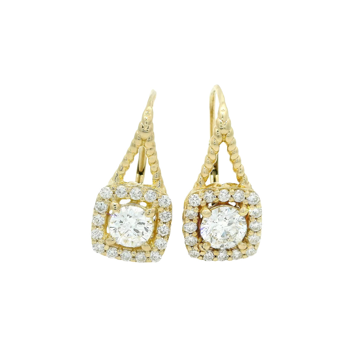 Michael Werdiger Diamond Cushion Halo Earrings