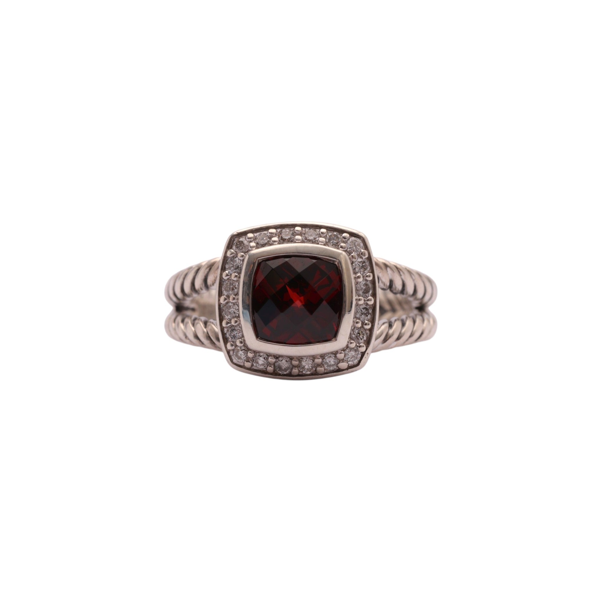 Pre-Owned David Yurman Red Garnet and Diamond Petite Albion Ring