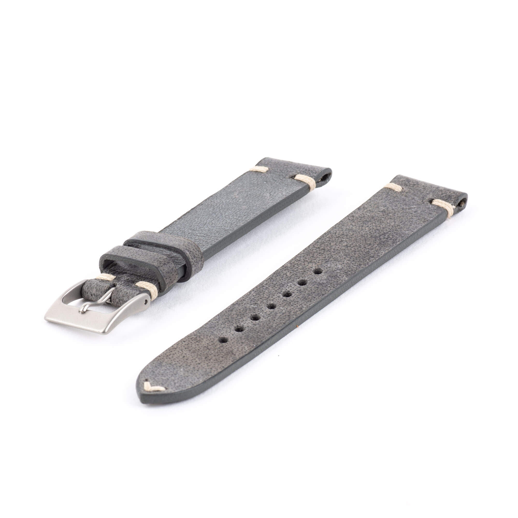 Pre-Owned 20 mm Gray Leather Watch Strap
