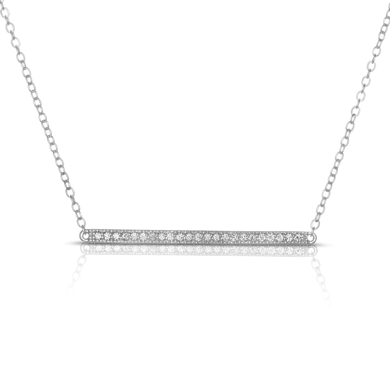 Michael Werdiger Diamond Millgrain Bar Necklace