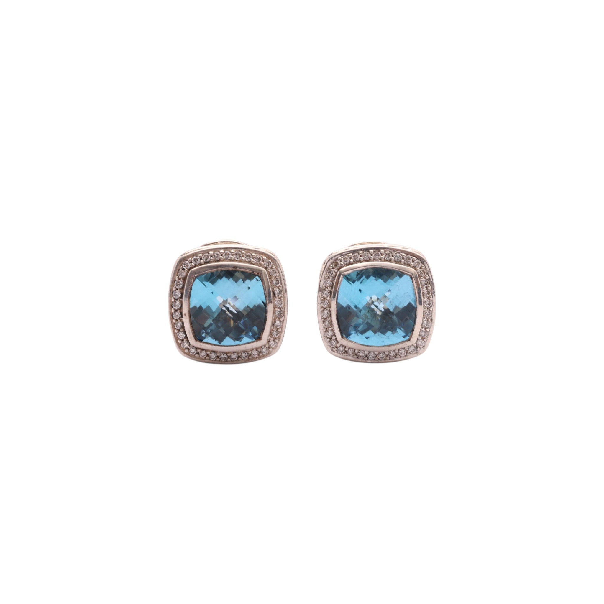 Pre-Owned David Yurman Blue Topaz and Diamond Albion Stud Earrings