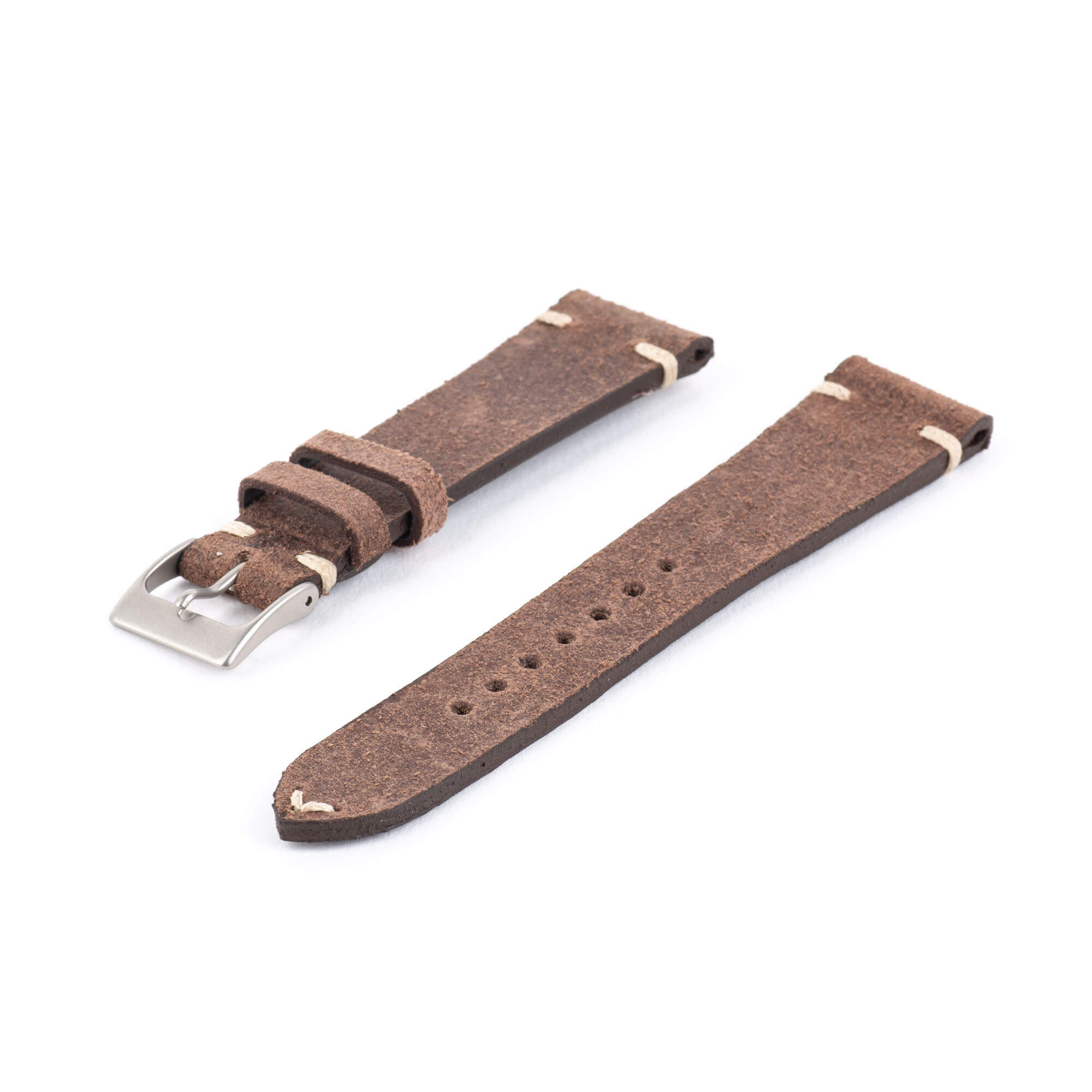 Pre-Owned 20 mm Distressed Brown Leather Watch Strap