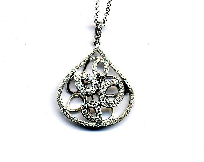 Pre-Owned Diamond Teardrop Pendant Necklace