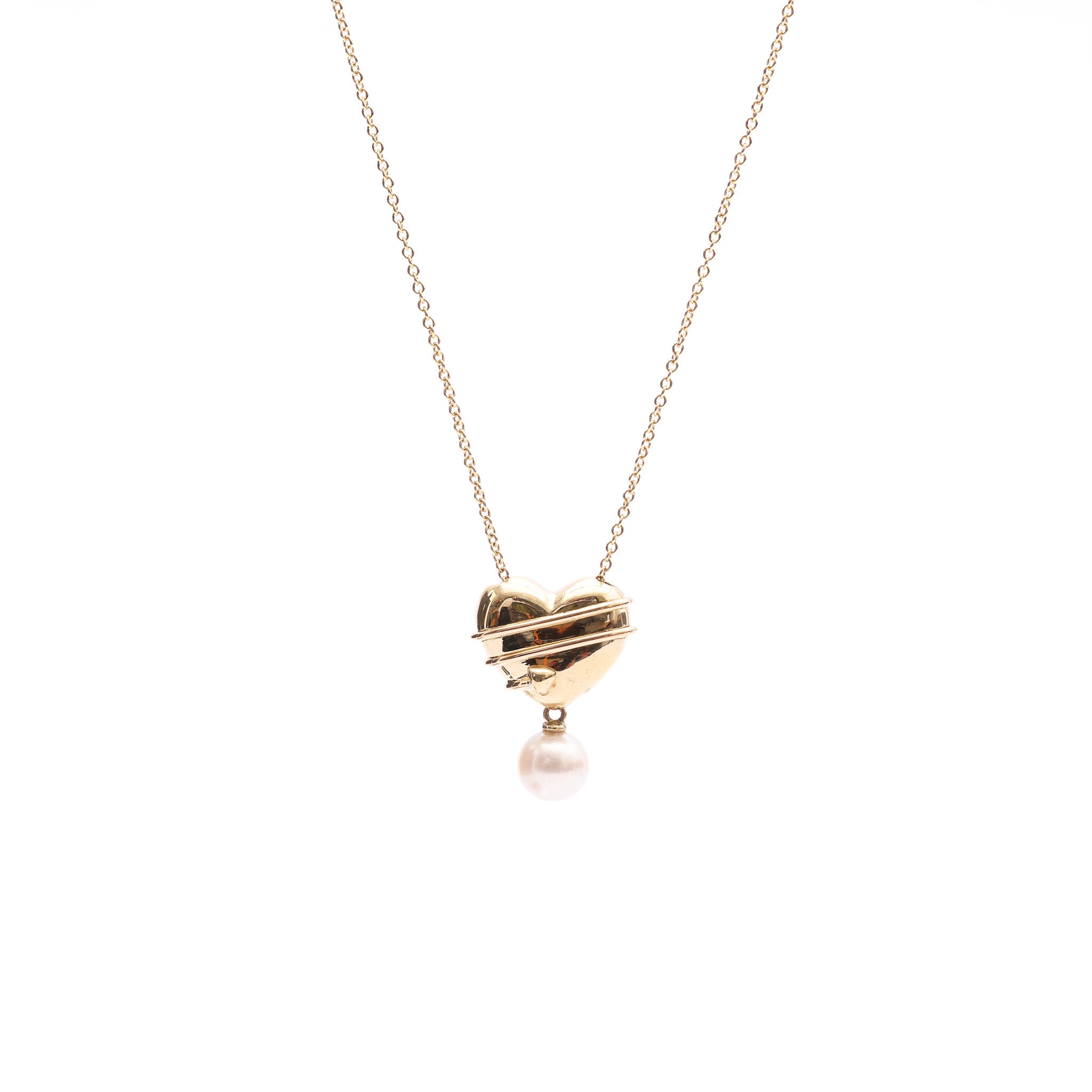 Pre-Owned Tiffany & Co. Cupid Heart Arrow Pearl Pendant Necklace