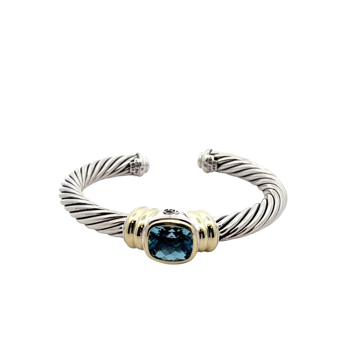 Pre-Owned David Yurman Blue Topaz Cable Cuff Bracelet
