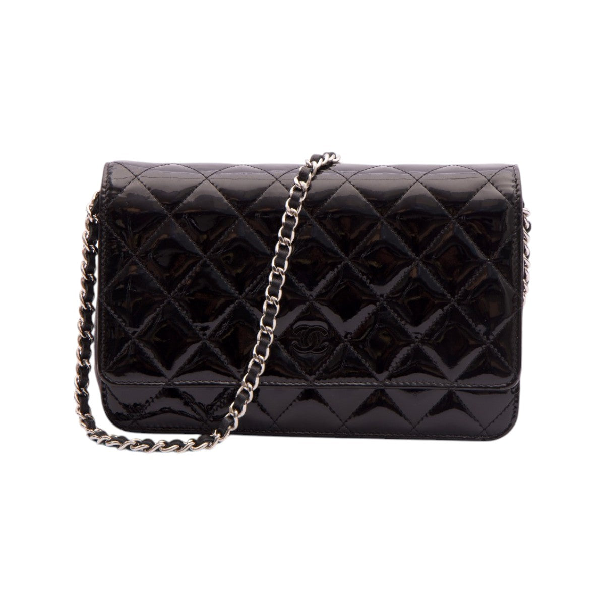 Pre-Owned Chanel Patent Classic Wallet on Chain