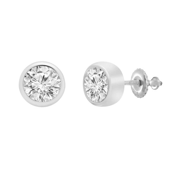Michael Weridger Diamond Satin Bezel Stud Earrings