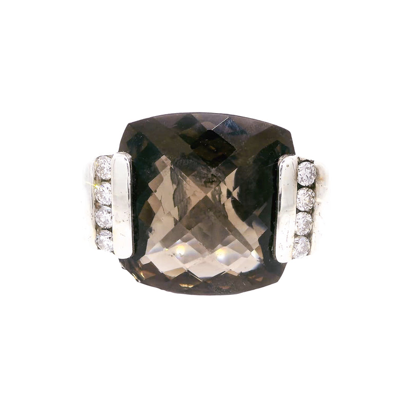 Pre-Owned David Yurman Smoky Quartz and Diamond Deco Ring