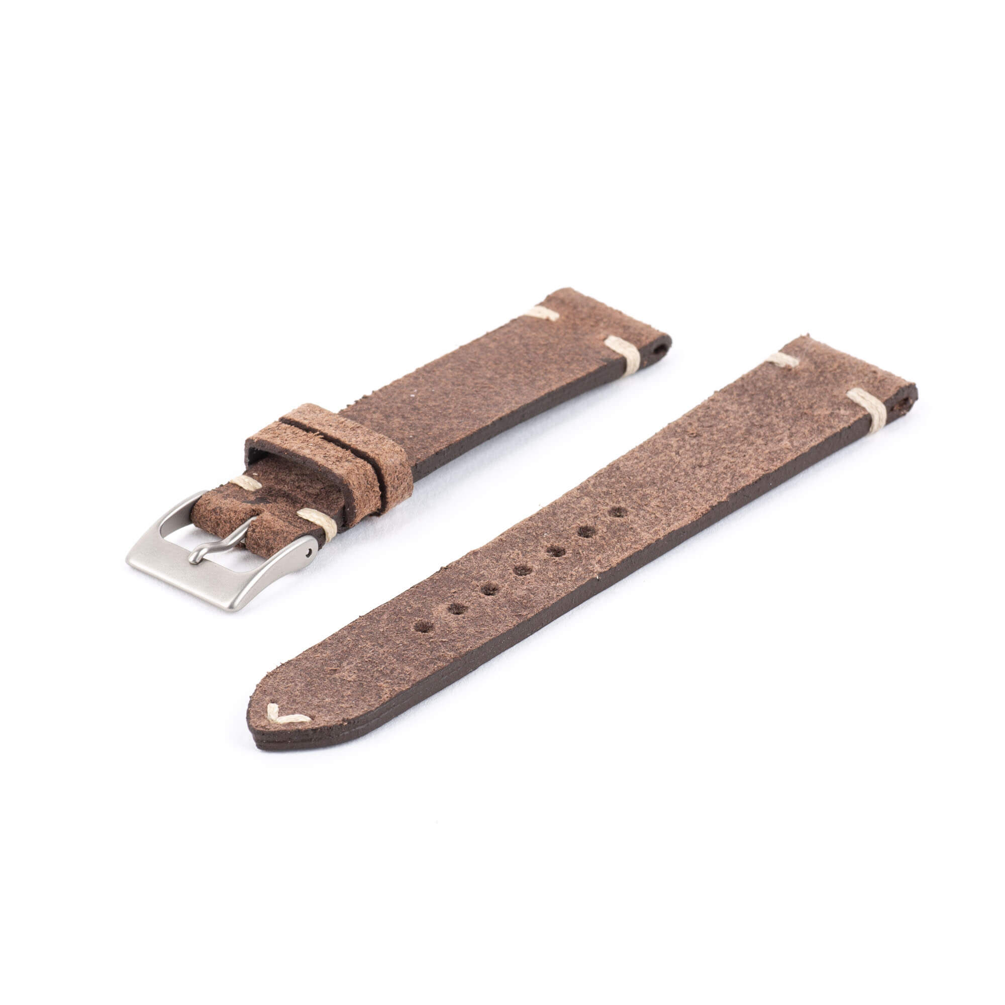 Pre-Owned 18 mm Distressed Brown Leather Watch Strap