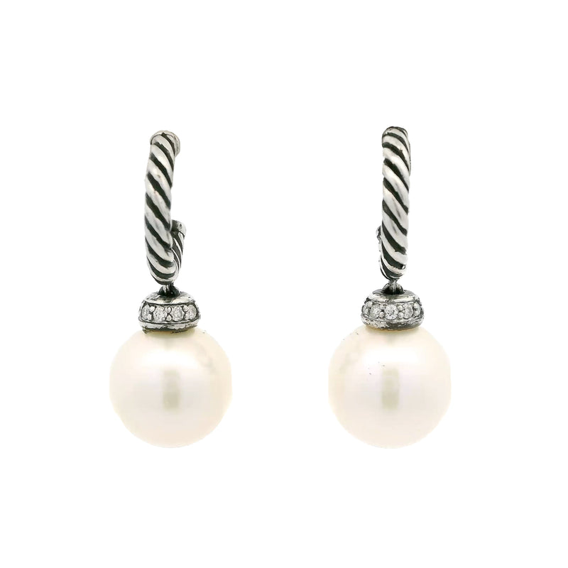 Pre-Owned David Yurman Pearl and Diamond Solari Drop Earrings