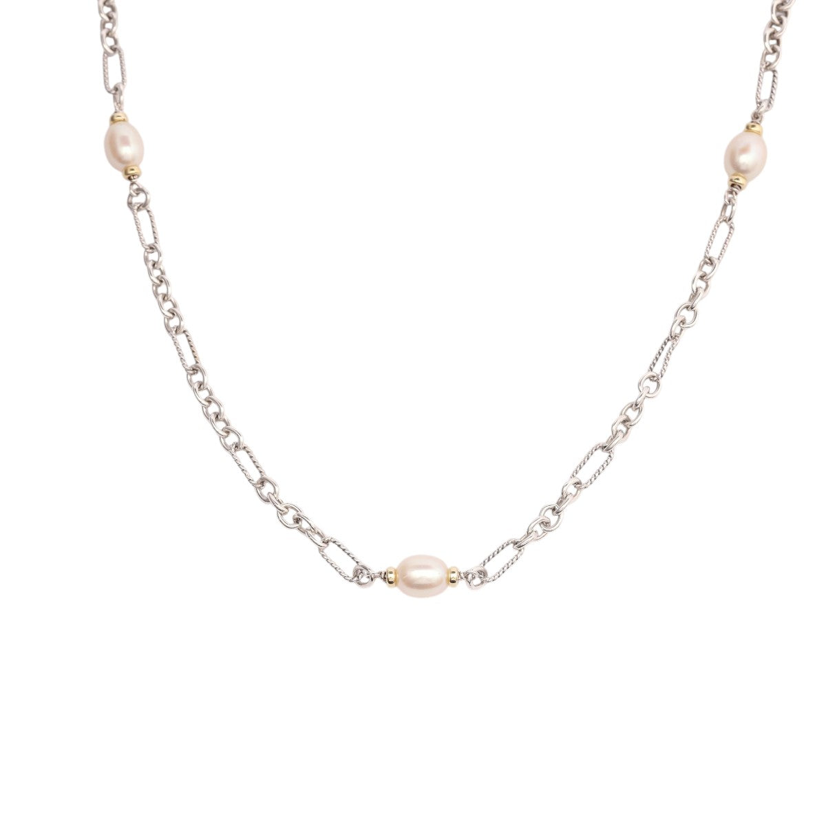 Pre-Owned David Yurman Cultured Pearl Figaro Two Tone Necklace