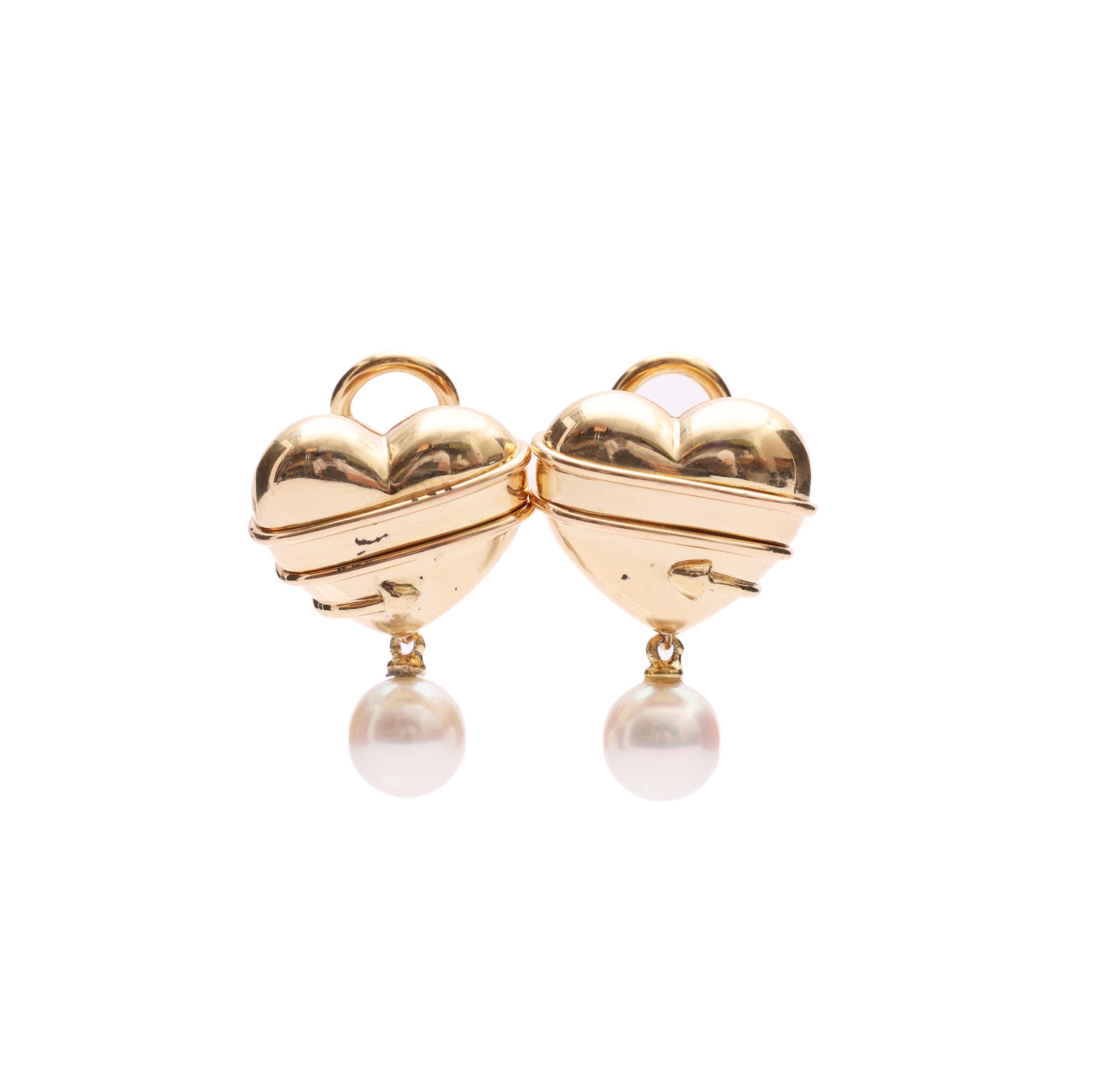 Pre-Owned Tiffany & Co. Cupid Heart Arrow Pearl Earrings