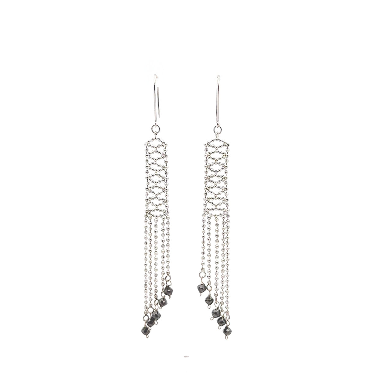 Pre-Owned Black Onyx Mesh Drop Earrings