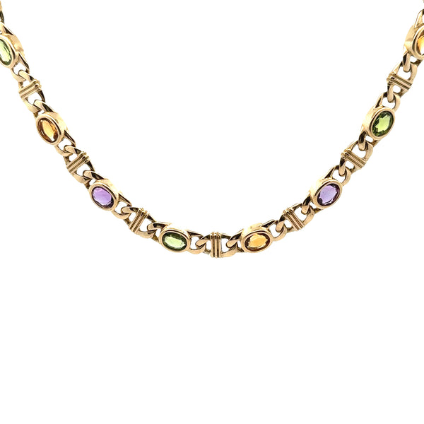 Pre-Owned Multi Gemstone Link Necklace