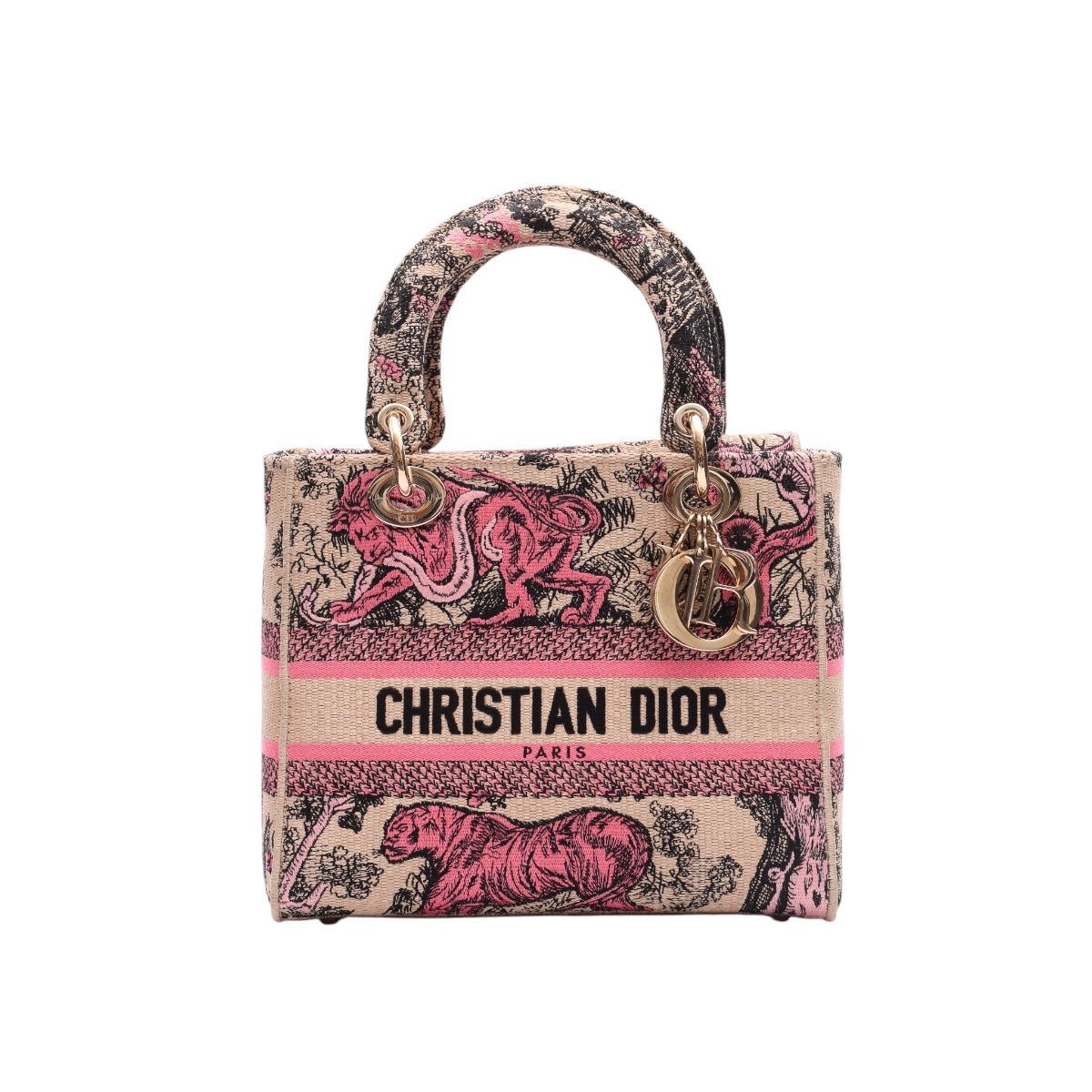 Pre-Owned Dior Medium Embroidered Raffia Lady D-Lite