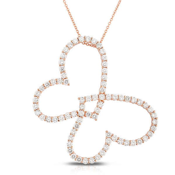 Michael Werdiger Diamond Double Heart Butterfly Necklace
