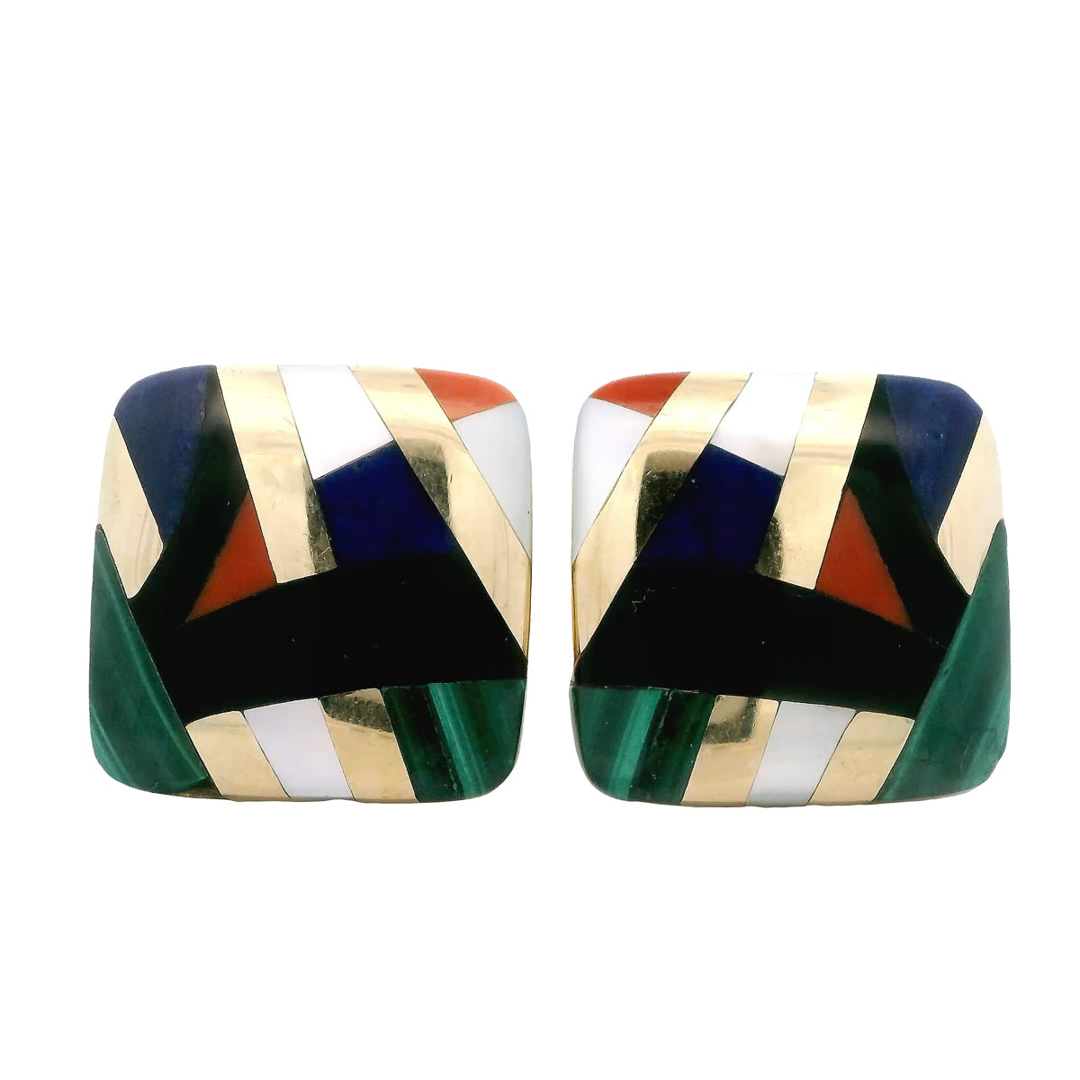 Pre-Owned Asch Grossbardt Inlay Multi-Stones Earrings
