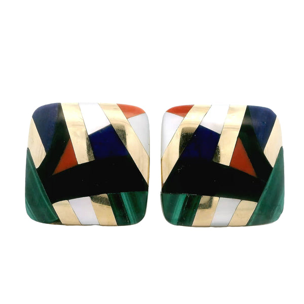 Pre-Owned Asch Grossbardt Inlay Multi-Stone Earrings