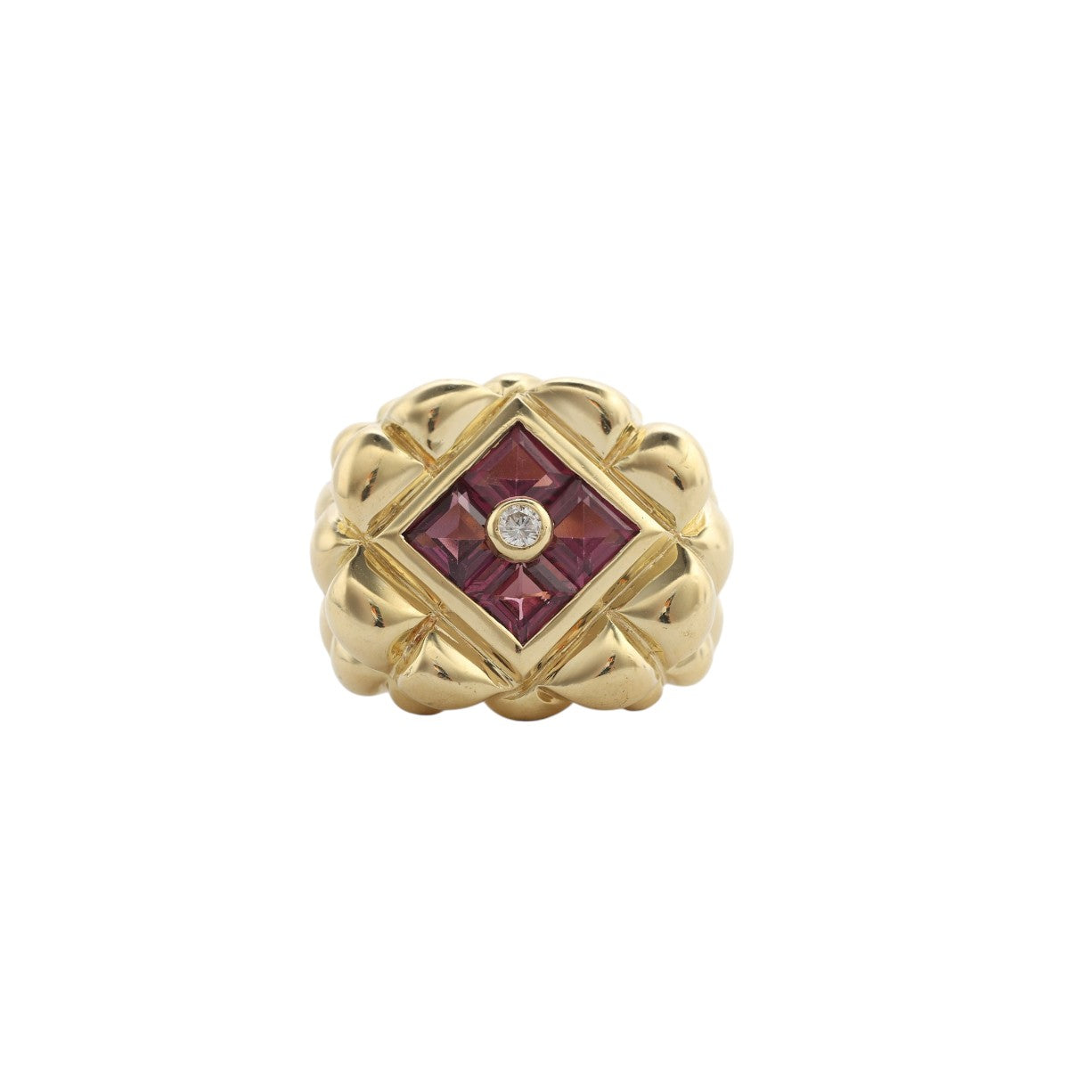 Pre-Owned Jeffrey Stevens Tourmaline and Diamond Quilted Ring