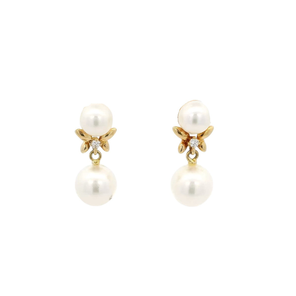 Pre-Owned Mikimoto Akoya Pearl and Diamond Morning Dew Drop Earrings