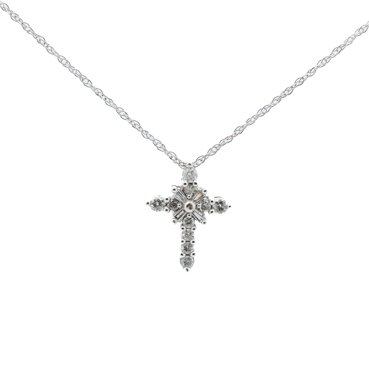 Pre-Owned Diamond Cross Pendant Necklace