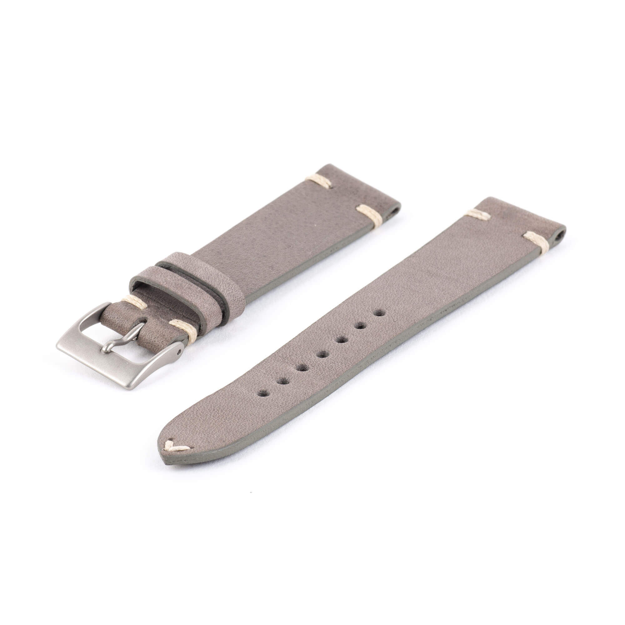 Pre-Owned 18 mm Gray Leather Watch Strap