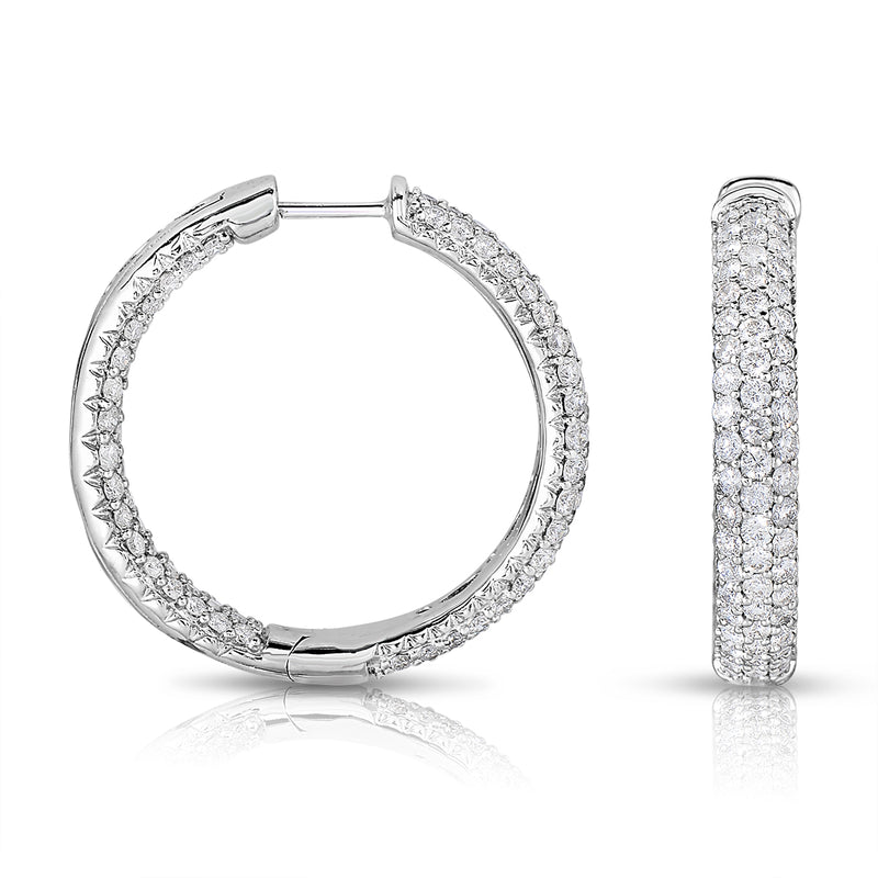 Michael Werdiger Diamond Three-Row Pave Inside Out Hoop Earrings
