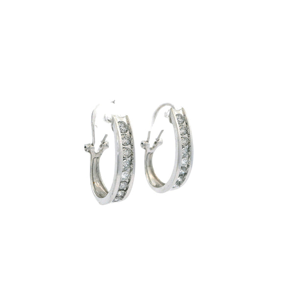 Pre-Owned Diamond J Hoop Earrings