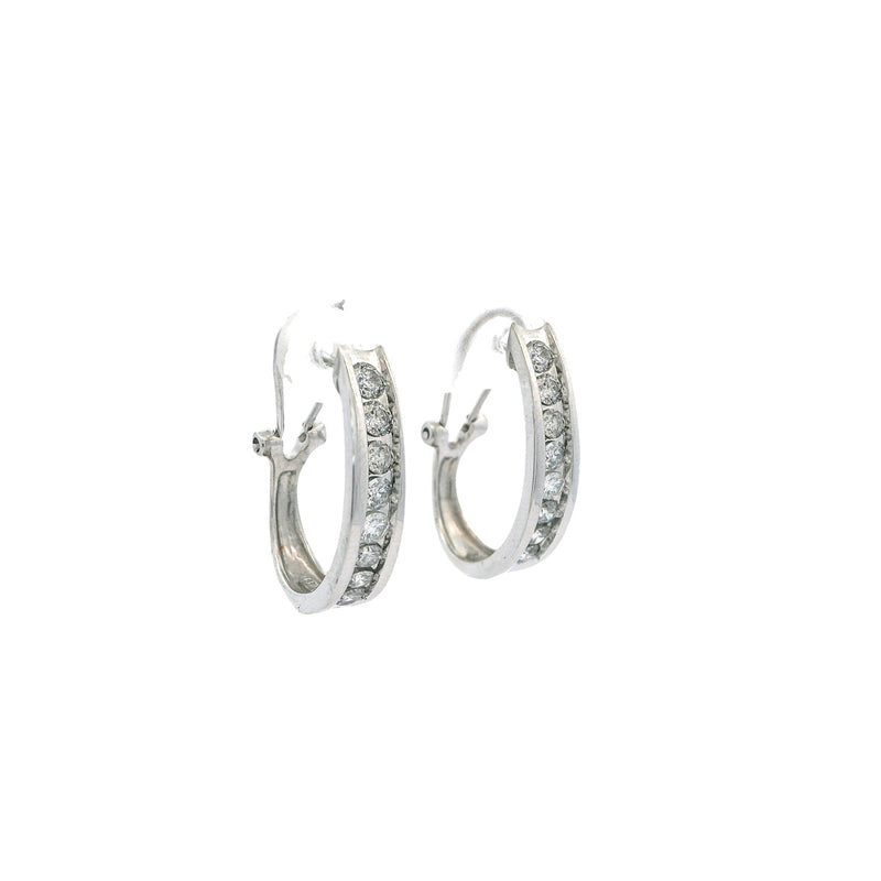 Pre-Owned Diamond J Hoop Earrings