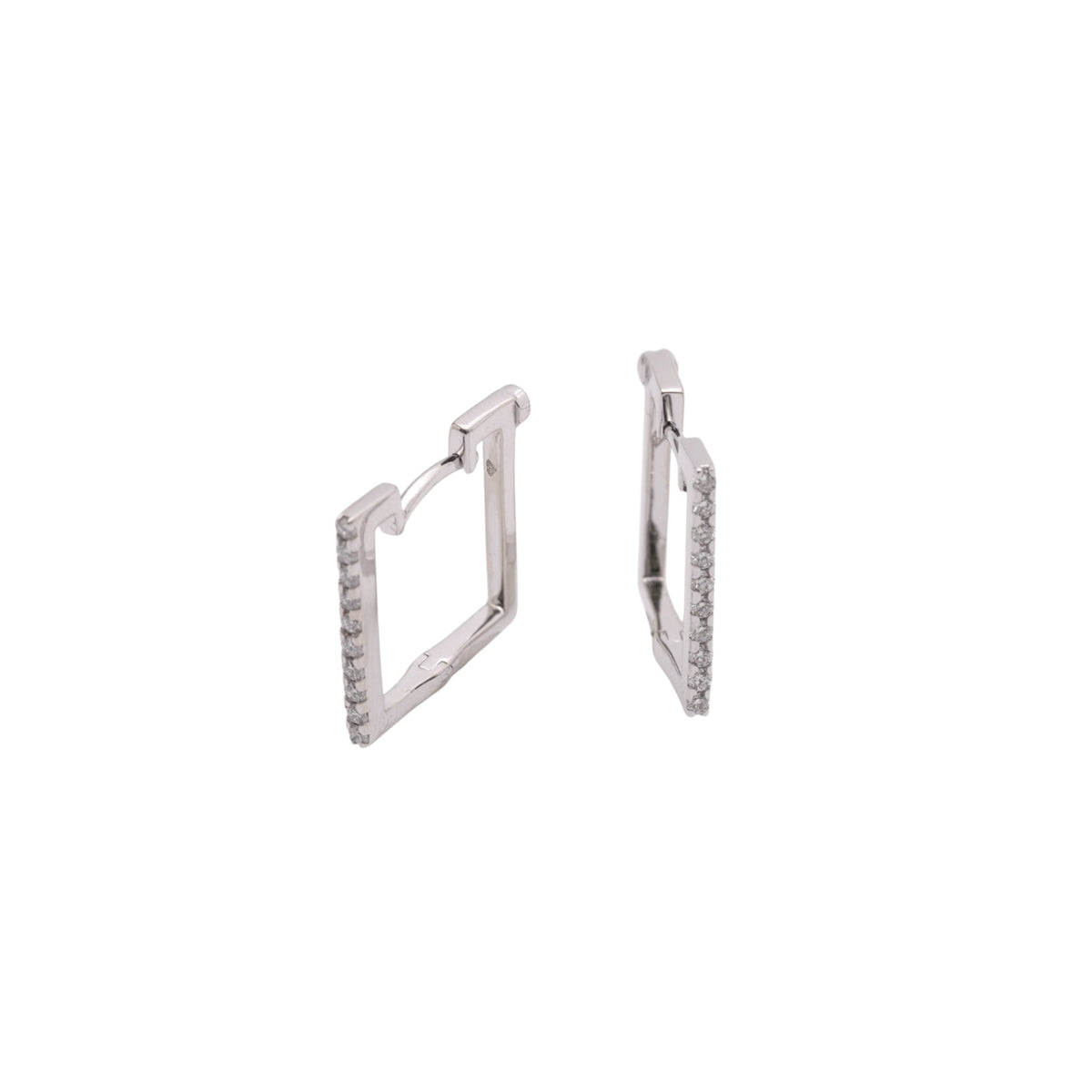 Pre-Owned Roberto Coin Diamond Square Hoop Earrings