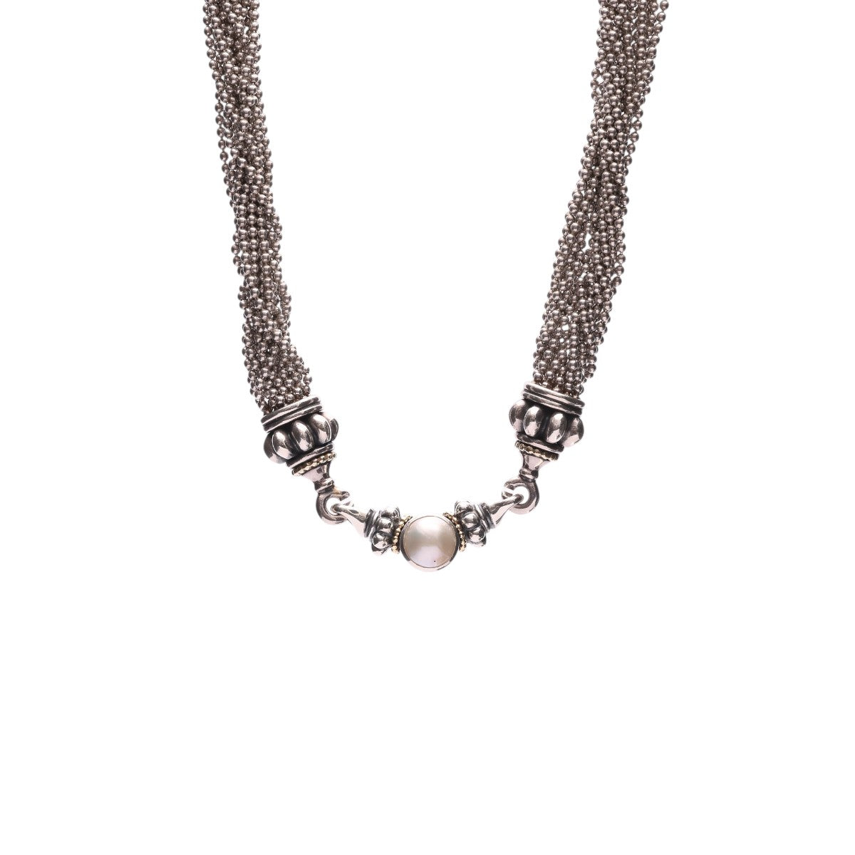 Pre-Owned Lagos Multi Strand Caviar Pearl Enhancer Necklace