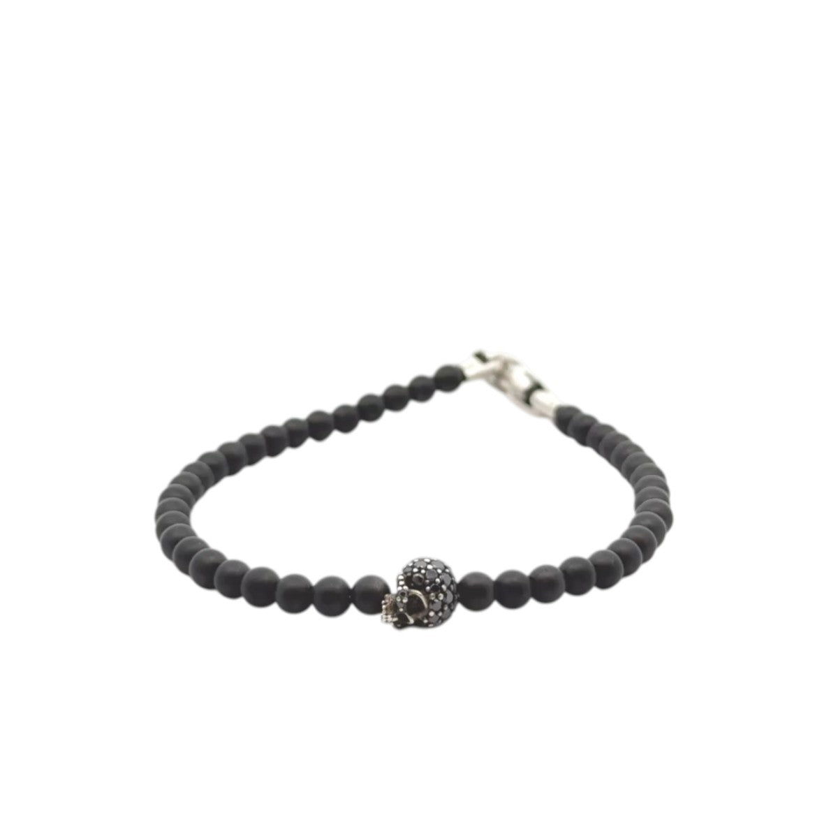 Pre-Owned David Yurman Black Onyx and Diamond Memento Mori Skull Bracelet