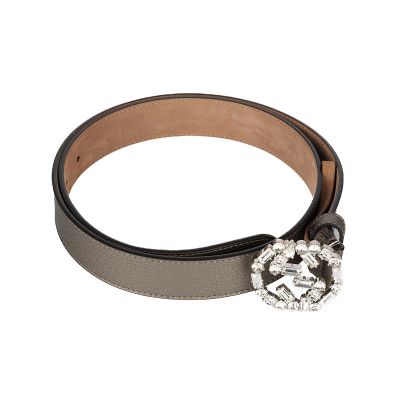 Pre-Owned Gucci Crystal Interlocking G Thin Belt