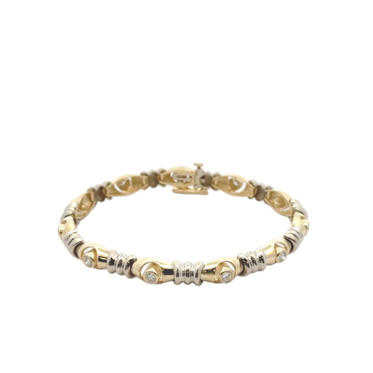 Pre-Owned Diamond Two Tone Bezel Set Bracelet