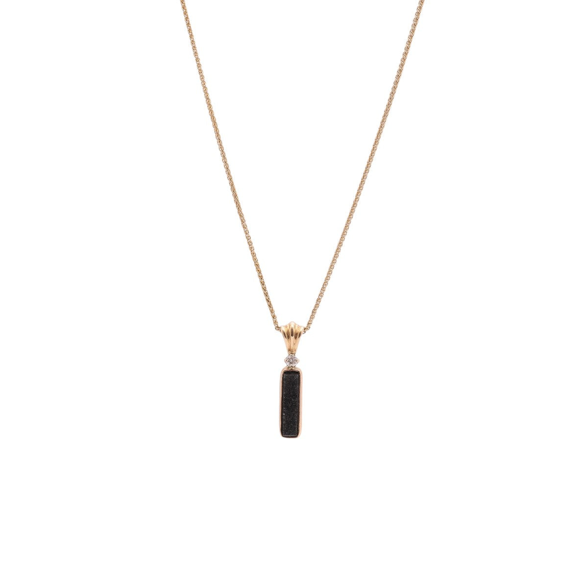Pre-Owned Druzy Quartz and Diamond Pendant Necklace