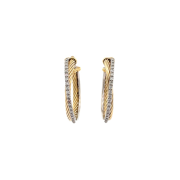 Pre-Owned David Yurman Diamond Crossover Hoop Earrings