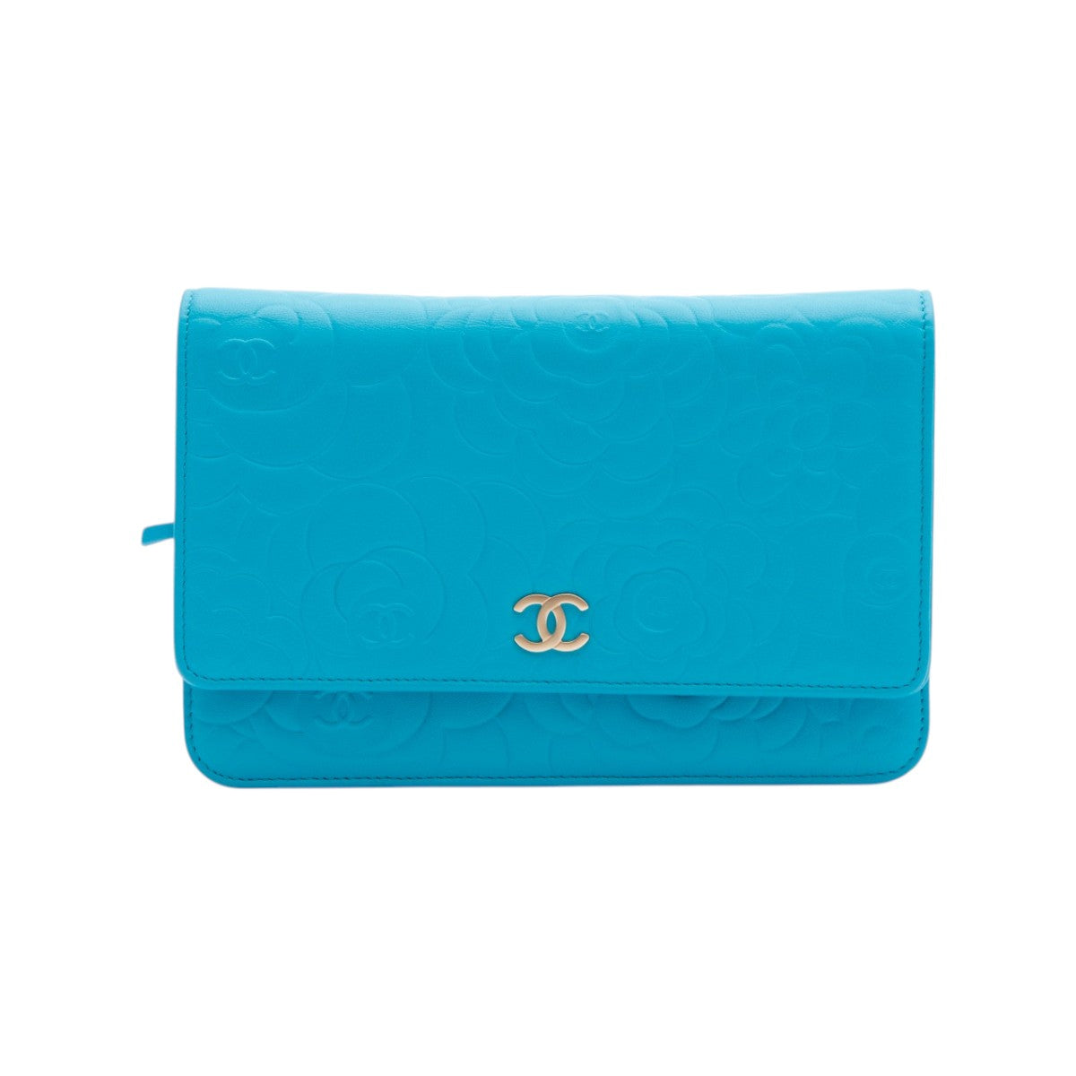 Pre-Owned Chanel Camellia Embossed Wallet on Chain