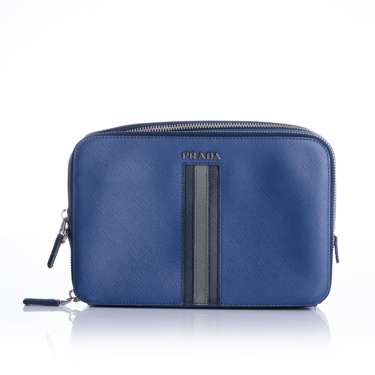 Prada Saffiano Double Zip Clutch