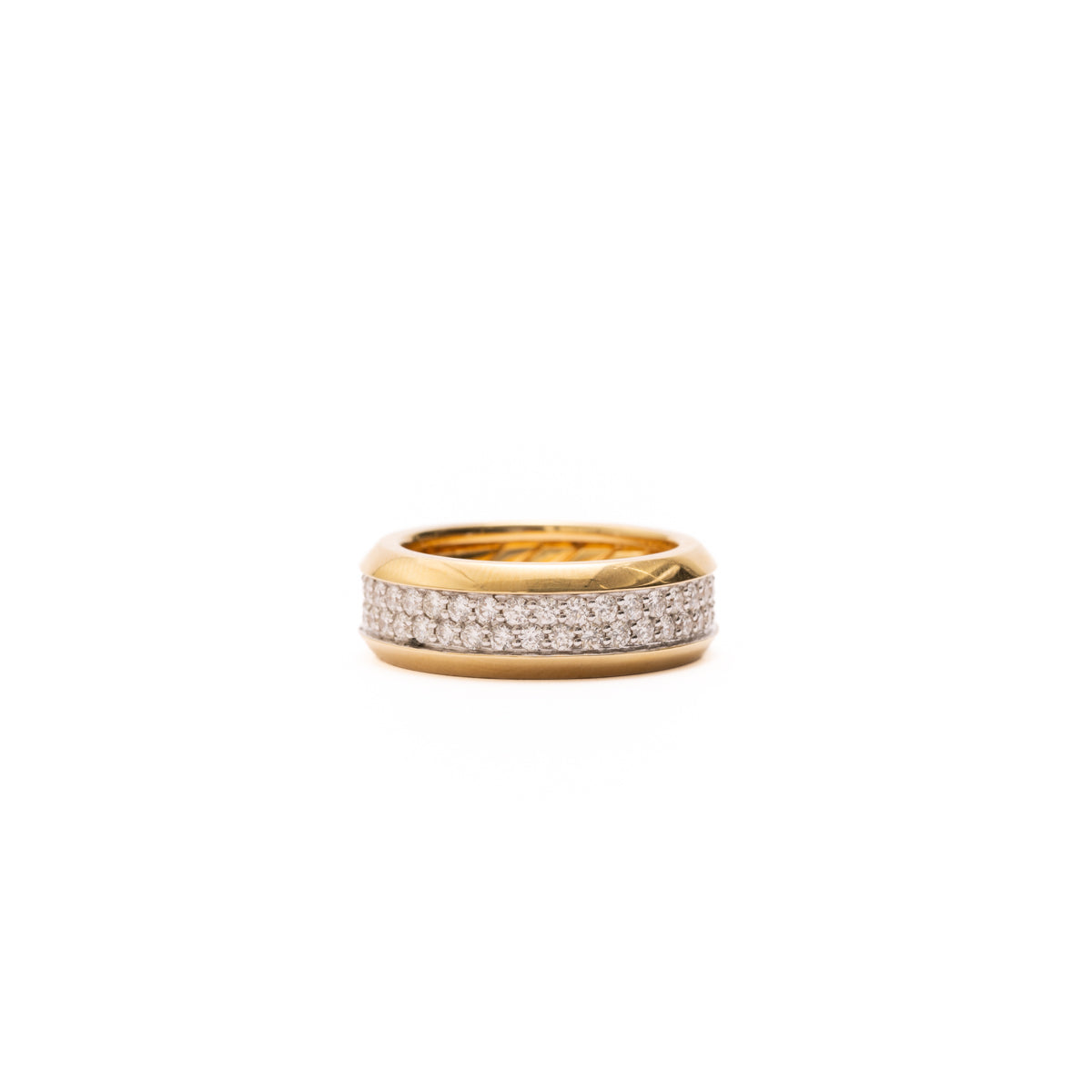 Pre-Owned David Yurman Diamond Beveled Two Row Band