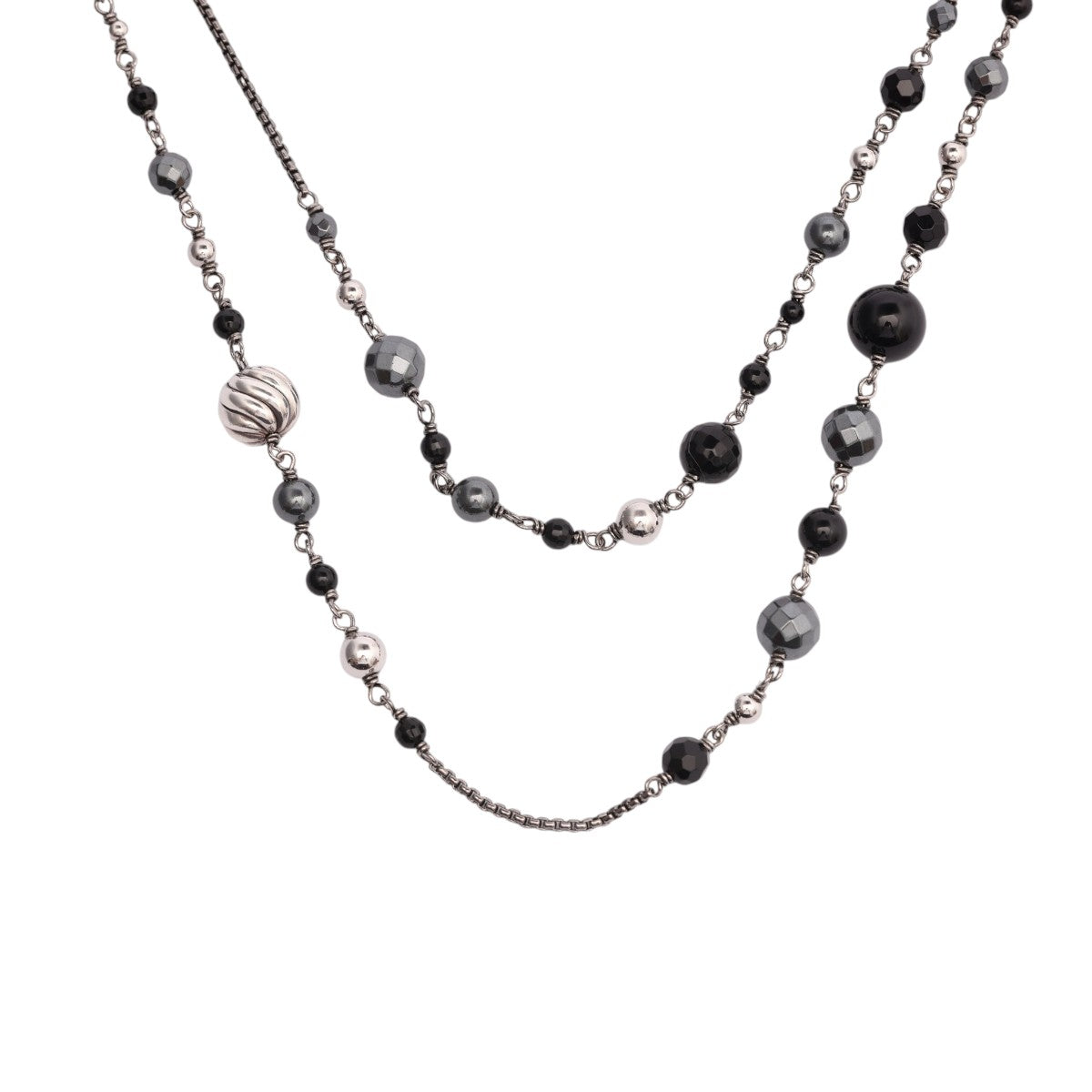 Pre-Owned David Yurman Onyx and Hematite Quatrefoil Bijoux Necklace