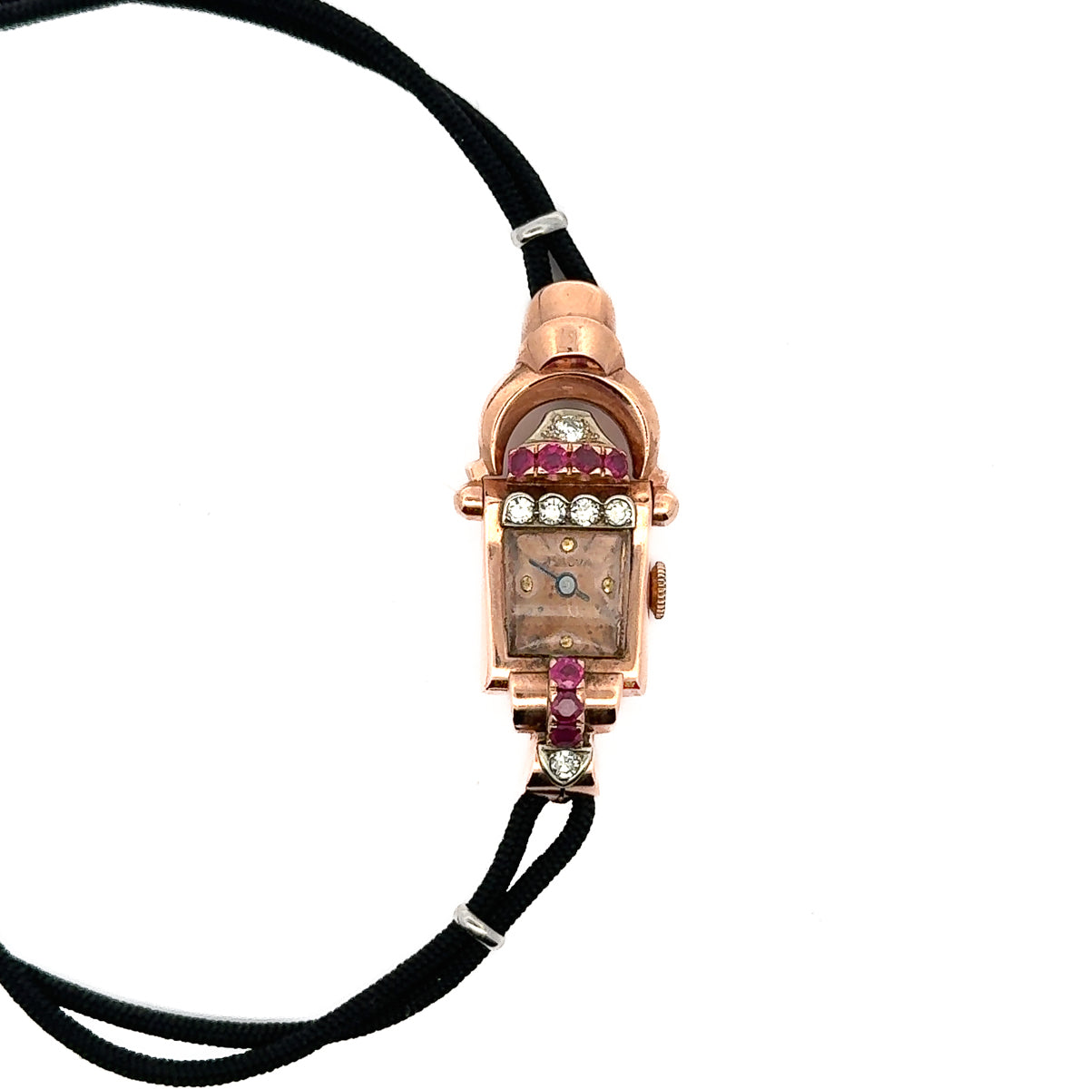 Pre-Owned Bulova Vintage Ruby and Diamond Watch on Cord