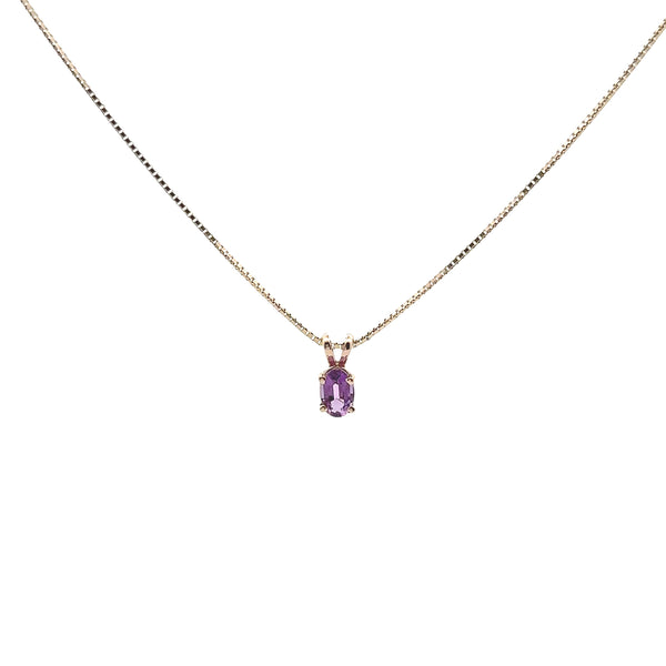 Pre-Owned Amethyst Oval Pendant Necklace