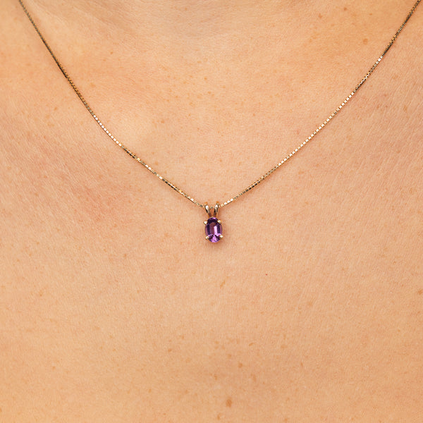 Pre-Owned Amethyst Oval Pendant Necklace