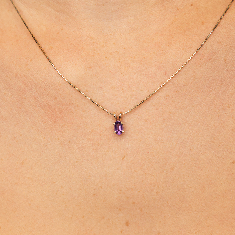 Pre-Owned Amethyst Oval Pendant Necklace