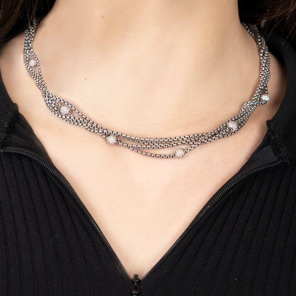 Pre-Owned David Yurman Diamond Four Row Chain Necklace