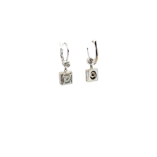 Pre-Owned Penny Preville Diamond Engrave Square Drop Earrings