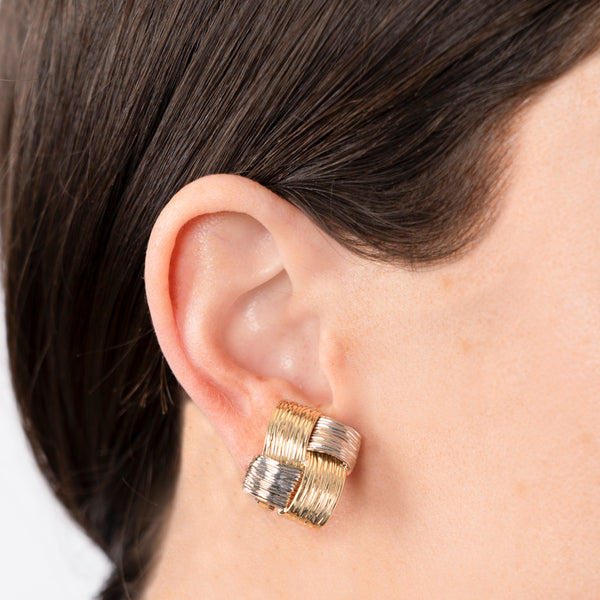 Pre-Owned Two-Tone Woven Earrings